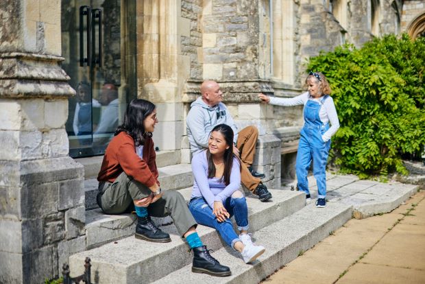 Students on steps